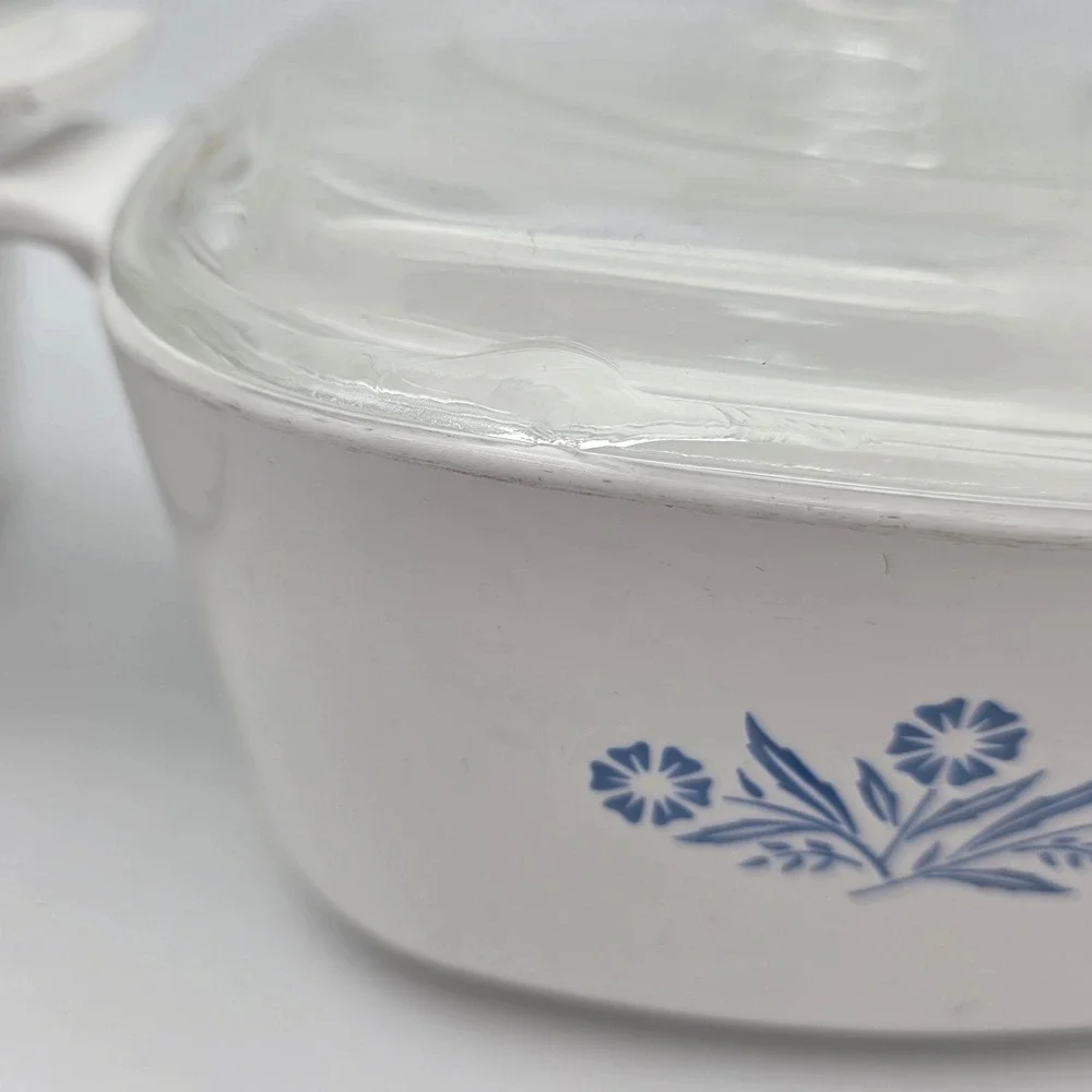 CorningWare Casserole‎ Dish Set Blue Cornflower 3qt 1.75qt Pyroceram Vintage USA